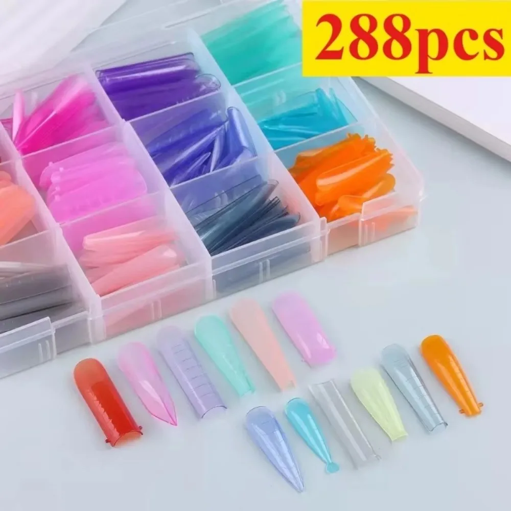 

2025 Colored Nail Dual Forms Set Acrylic Reusable Crystal Extended Nail Various Models False Nail For Woman