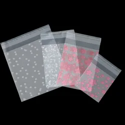 100Pcs Frosted Cherry Blossom Snow Pattern Bag DIY Gift Bag Semi Transparent Self-adhesive Bag Gift Bag Candy Biscuit Holiday