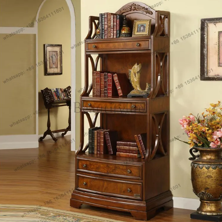 

American rural carved file cabinet shopping mall European bookshelf jewelry display cabinet customization