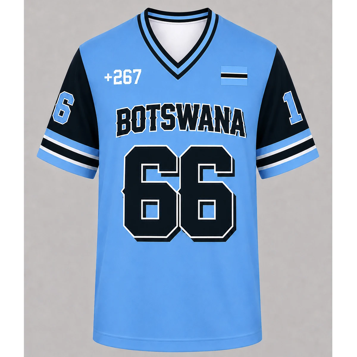 Men's Loose Fit Sweatshirt, Botswana Satin V-Neck T-Shirt, Number Print, Casual Summer Street Style Top, New Arrival