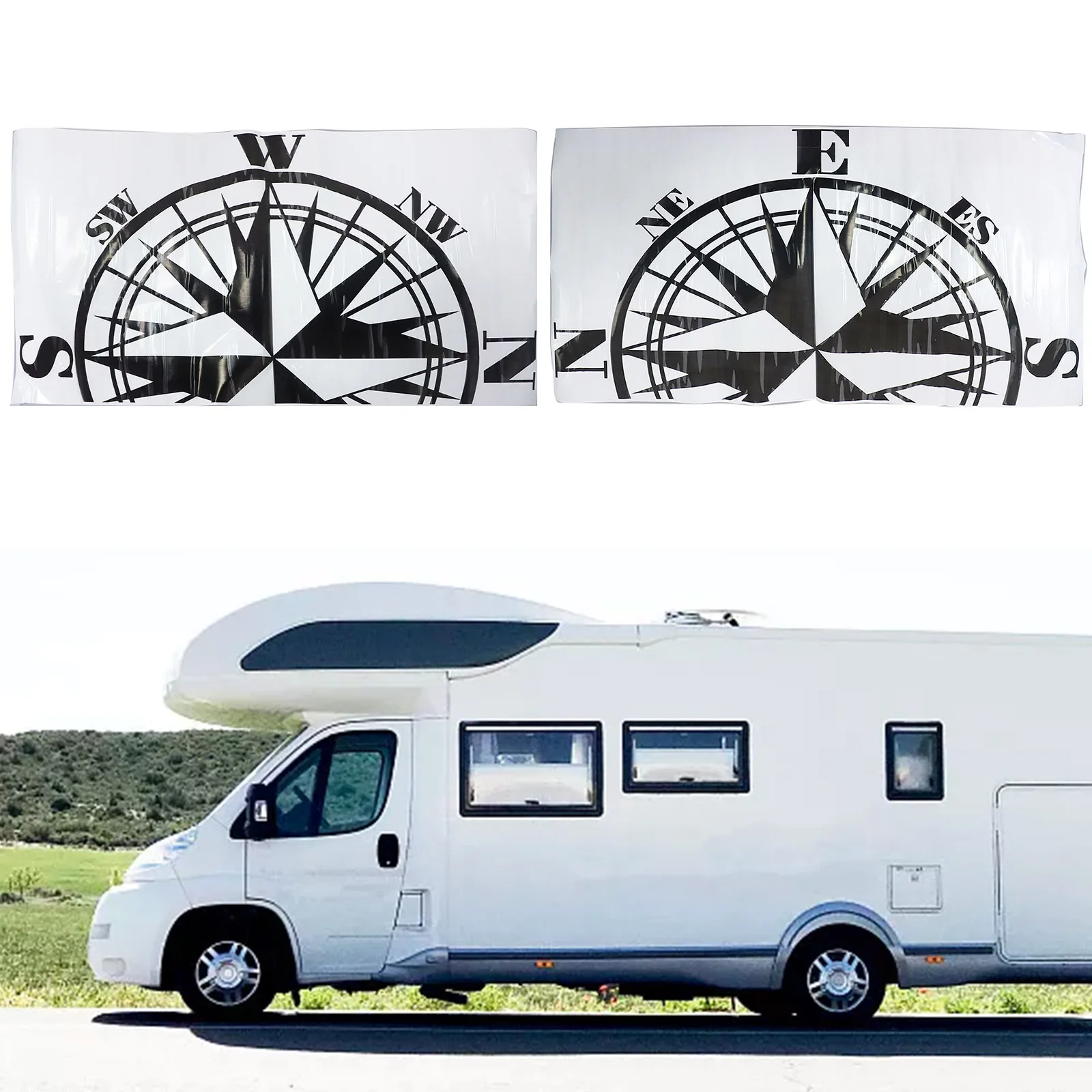 

Two camper van motorhome graphics decals stickers vinyl for caravan RV trailer truck car waterproof and long lasting