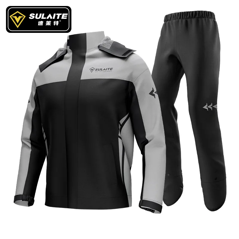 Electric Motorcycle Rain Poncho Set Oxford Cloth Outdoor Split Riding Raincoat with Rain Pants for Takeaway Rider