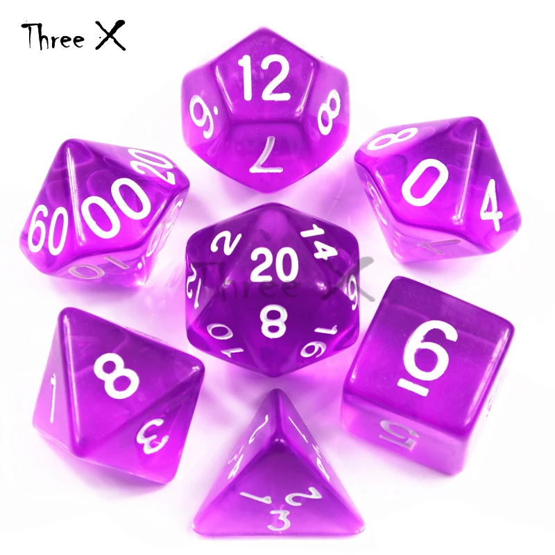 Jelly Effect-Juego de mesa portátil DNDGame D4,d6,d8,d10,d12,d20, Color rosa, juego de mesa DNDGame Rpg, 7 piezas, regalo