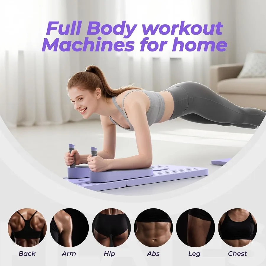 Multifunctional Pilates Board Pilates Reformer Sets 7-in-1 Foldable Pilates Reformer Machine for Home Workout with Timer Phone view 3