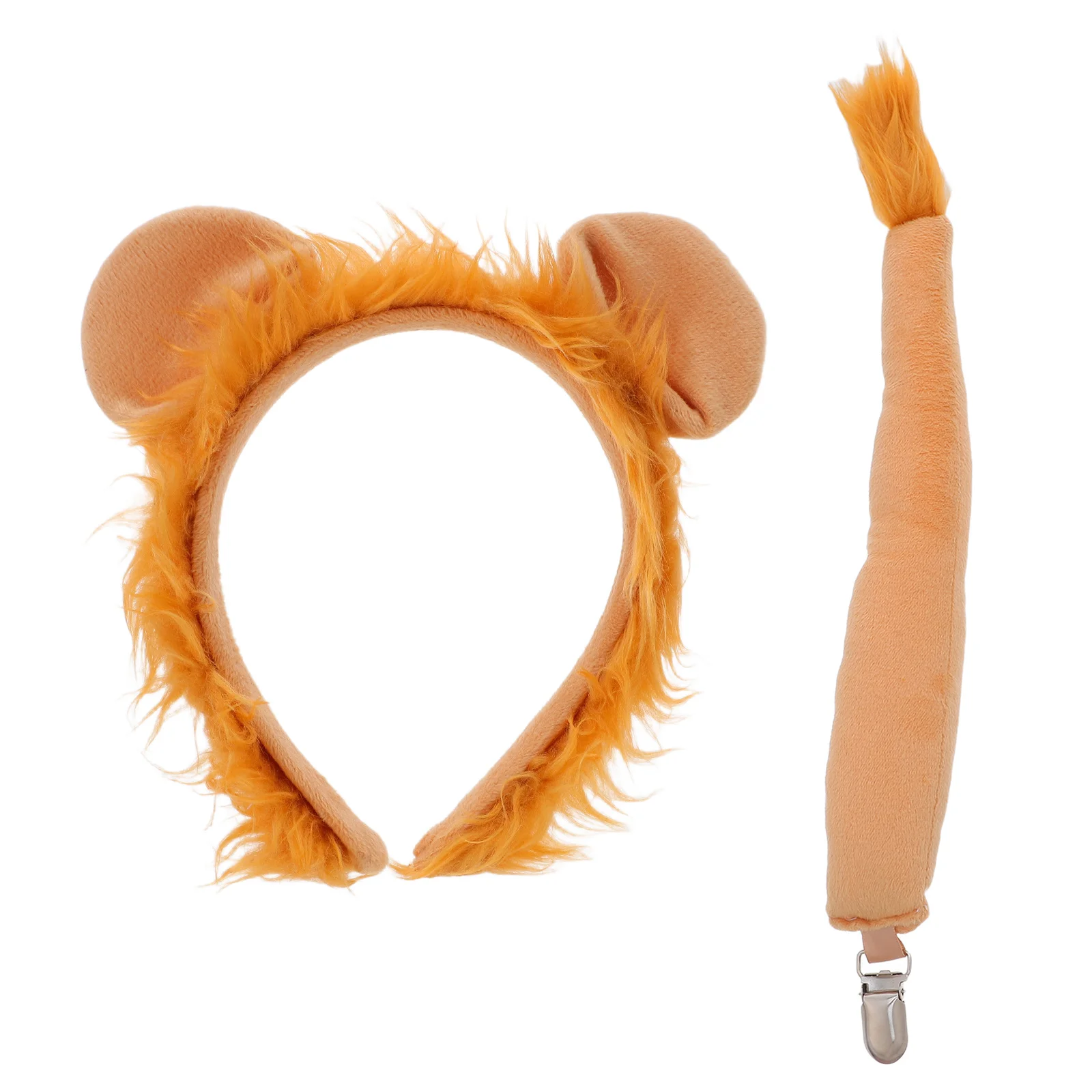 Löwen-Kopfband mit Schwanz, 2-teiliges Löwen-Kostüm, Ohren-Haarband, Kinderkostüm-Party-Zubehör, Karnevals- und Festivalbedarf