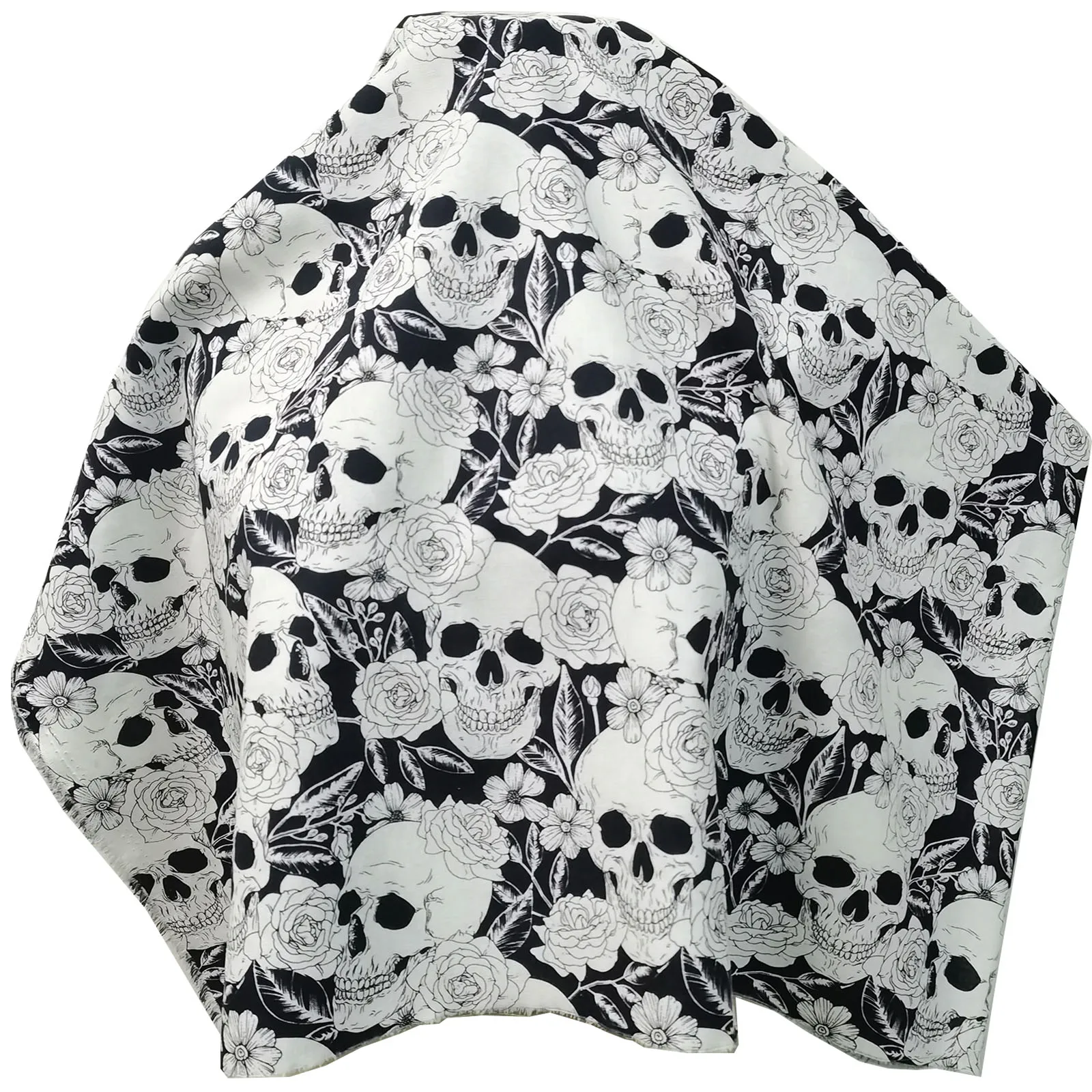 Good,Skull,100% Cotton Fabric,Black/White Skull Rose Flower Pattern Digital Printing,Sewing Material,DIY Clothing/Home Accents,