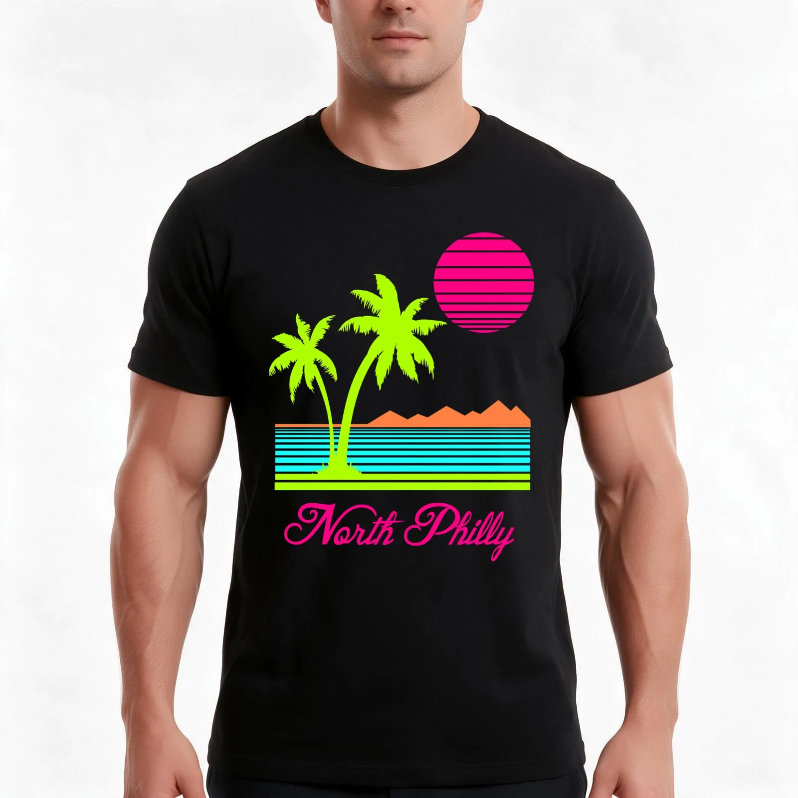 North Philly T-Shirt, Summer Casual Cotton Tee, Oversized Streetwear Tops, Vintage Graphic Print, Loose Fit Short Sleeve