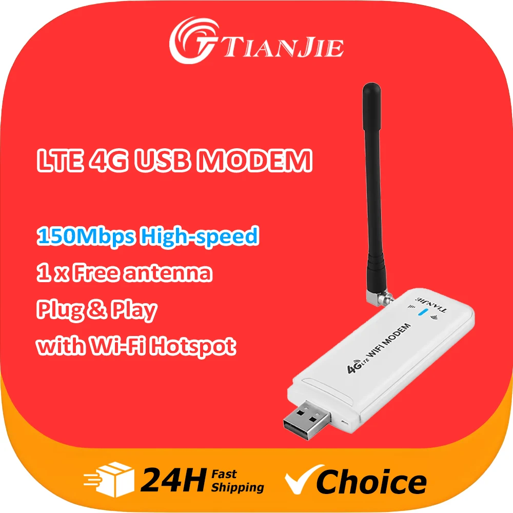 

TIANJIE UF901 4G Universal Portable Mini USB Wireless Modem With WiFi Router Function 4G LTE Network The Speed Can Reach 150Mbps