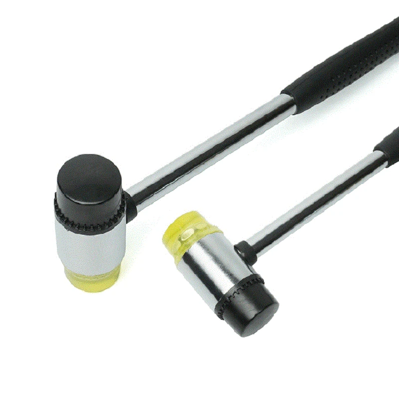 Dupla Face Soft Touch Hammer com aperto de plástico, dupla cabeça martelo de borracha, ferramenta portátil, ferramenta de couro DIY, preto, 25mm,