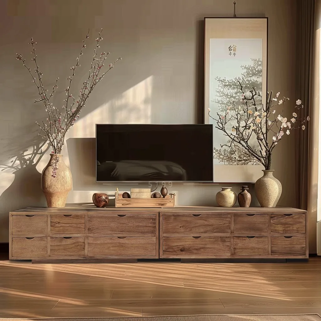 

Простой бревенчатый шкаф для телевизора от пола до потолка, средневековый шкаф для хранения из цельного дерева в гостиной