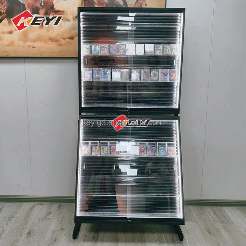 custom.Metal Trading Card Display With Led Light Factory Custom TGC Graded Sports Baseball Card Display Showcase