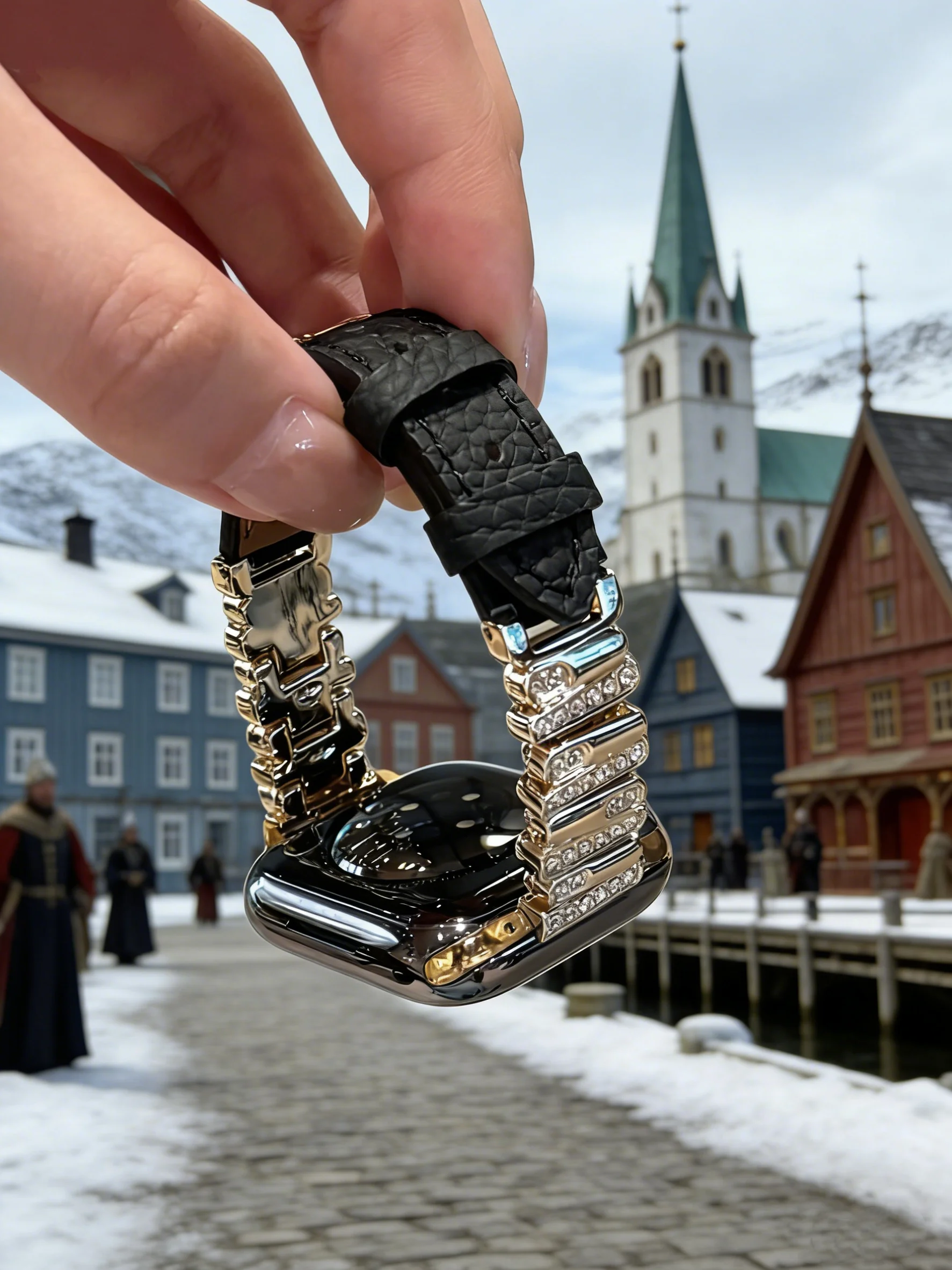 Premium Bling Leather loop For Apple Watch band women Series Ultra 11/10/9/8/7 40mm 41mm 42mm 44mm 45mm 46mm Strap