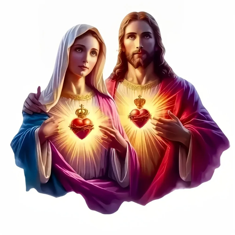

Glorious Light of Hope Jesus & Mary Vinyl Sticker Decal Cartoon Religious Theme Self Adhesive Glossy Finish for