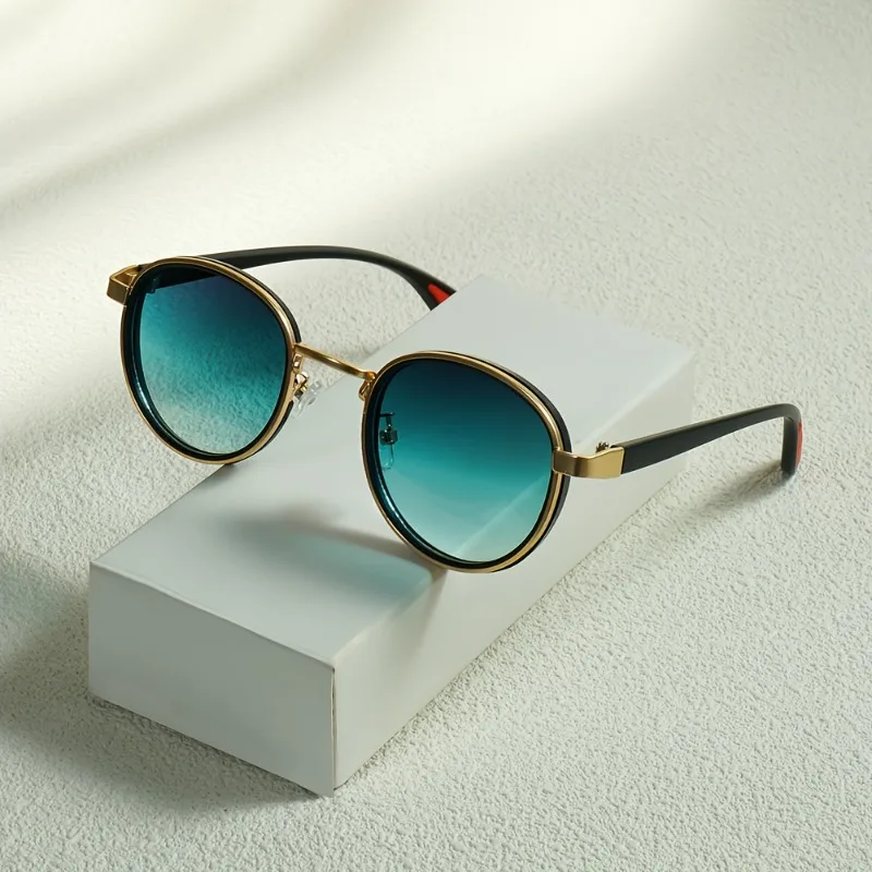 1pcs Retro Round Metal Frame Glasses, stylish & durable for daily wear, festivals and back-to-school looks