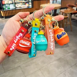 Unique Simulated Beverage Keyring Sweet Summer Fanta Sprite Drink Keyfob Boy Girl Bag Personality Interesting Pendant Key Chains