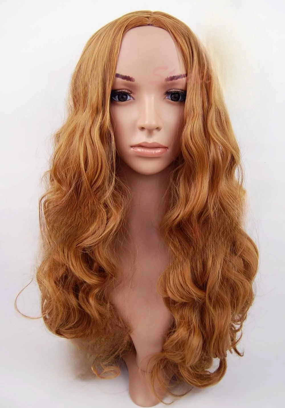 

W229 Темно-рыжий рыжий смешанный удлиненный волнистый синтетический парик - studio7-uk