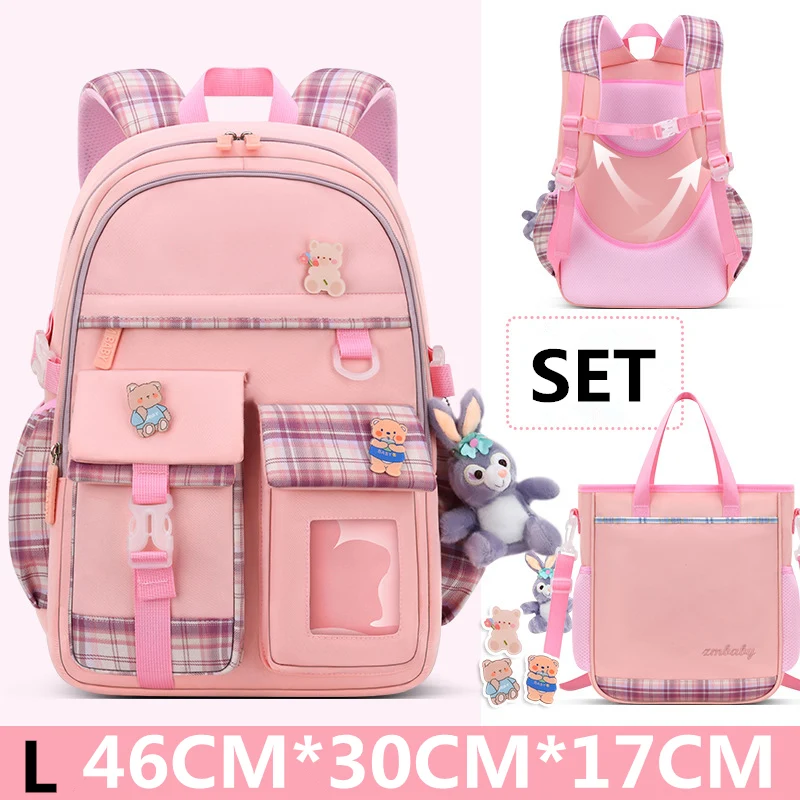 Imagem -02 - Primário Cartoon Schoolbag para Meninas Mochilas Escolares Poliéster Kids Bags Mochila Feminina Bonito Grau 136 Tamanho