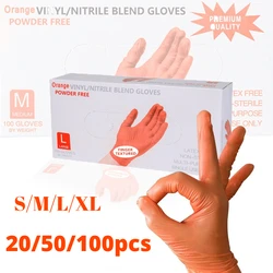 20/50/100pcs Orange Nitrile Gloves Disposable Cleaning Nitrile Gloves Nail Art Hair Tattoos Household Dishwashing Tools