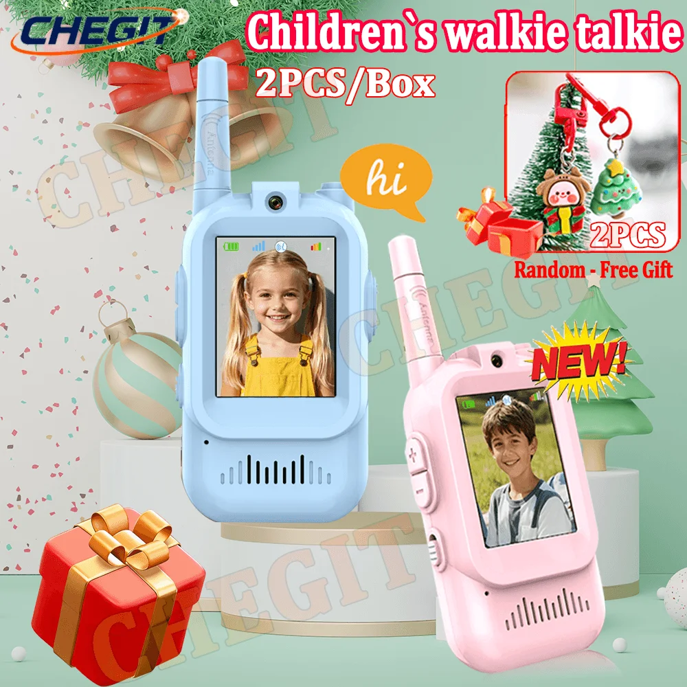 2個セット-jk200-キッズビデオインターコム-ウォーキートーキー-かわいい画面-簡単操作-充電式-クリスマス-誕生日プレゼントに最適-かわいいハムラジオ