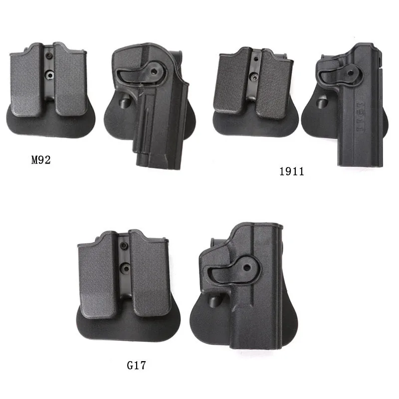 

IMI Style Defense RetentionTactical Gun Holster for Beretta 1911/M92/G17 Handguns With Magazine Pouch