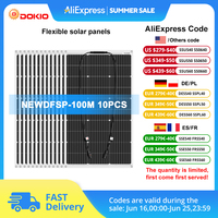 Dokio 18V 10pcs 100W Flexible Solar Panel Monocrystalline Solar Panel For Car/Home Waterproof Charge 12V 1000W Solar Panel