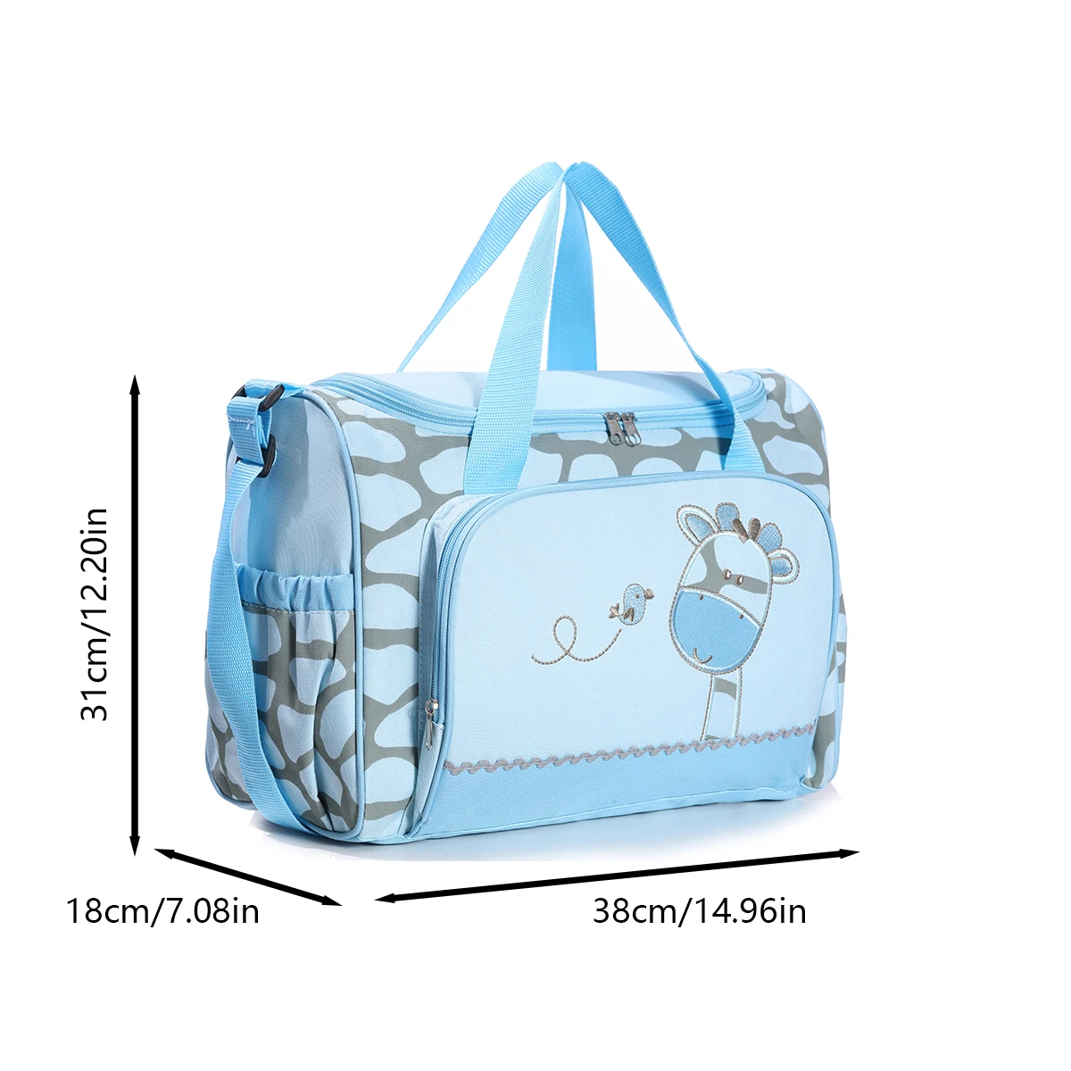 Fashionable cartoon embroidered single shoulder mommy bag with multifunctional and large capacity mother and baby diaper bag