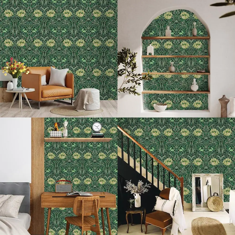 Bestselling Removable Living Room Background Wallpaper Green Plant Flower Seamless Self Adhesive Wall Sticker Mural for Home and