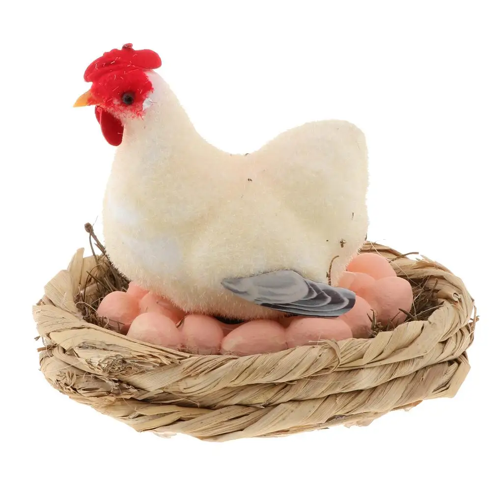 Feathered Animals Faux Chick Model 3D Sculpture Funny Garden Decoration Props for Yard and Home Display