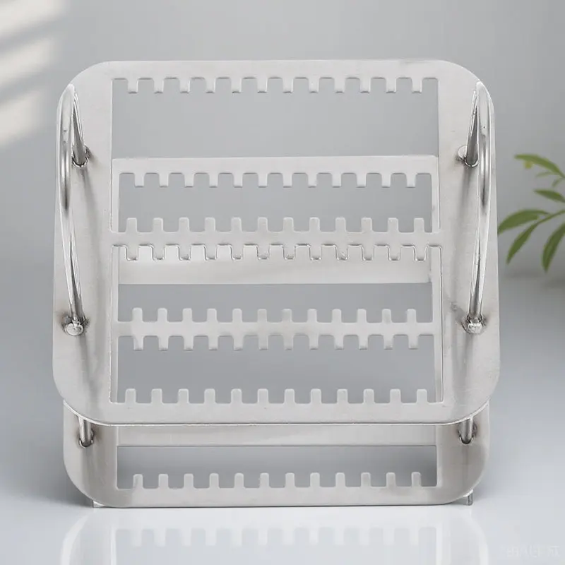 

26 Positions Stainless Steel Microscope Slides Rack Durable Laboratory Tool for Experiments Microscope Slides Rack