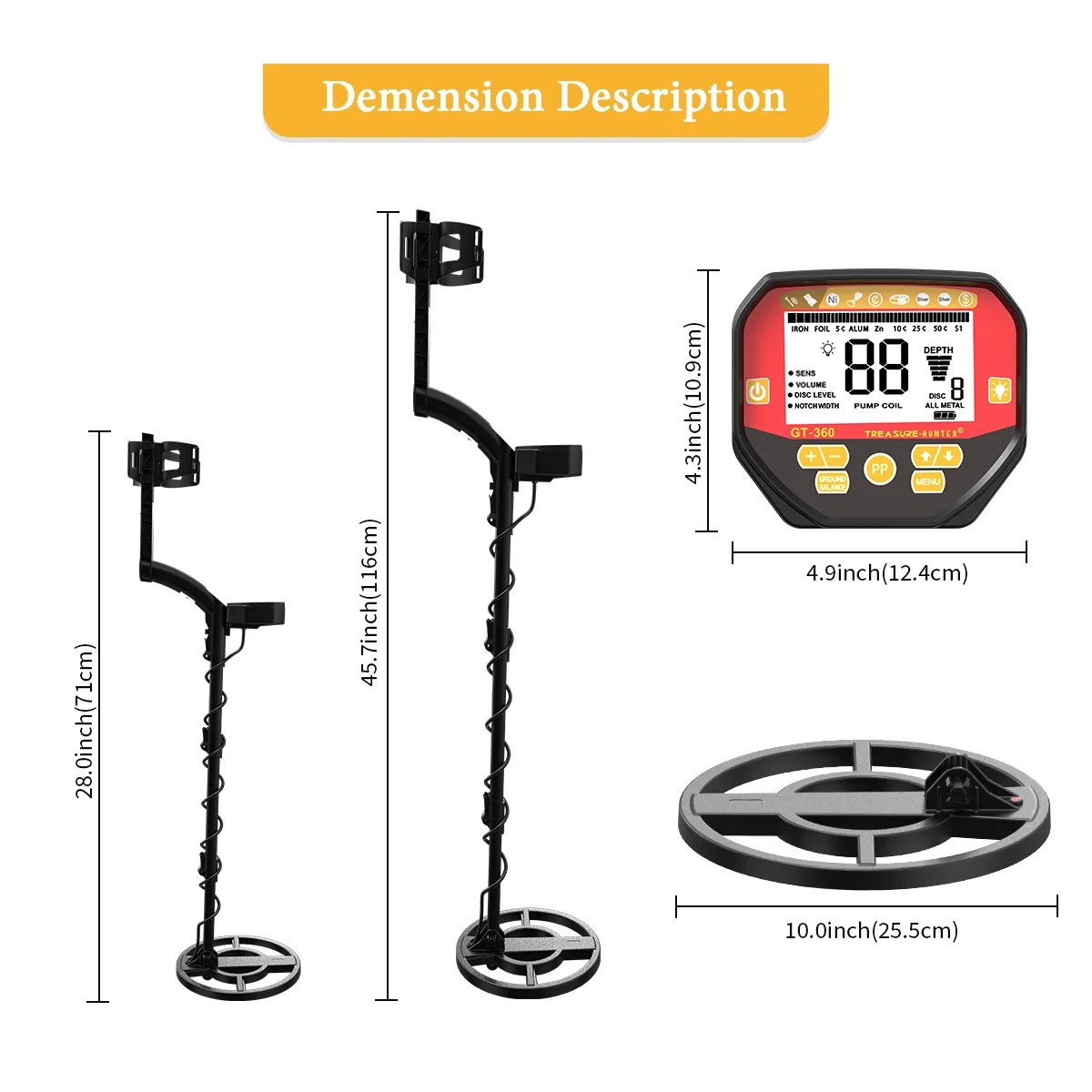 Treasure Hunter 8kHZ GT360 Professional Underground Gold Metal Detector 10\