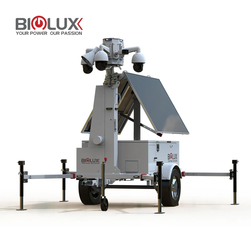 Mobile Solar Power Surveillance CCTV Trailer For Off-grid Security Outdoor With Large Capacity New Industry Solution