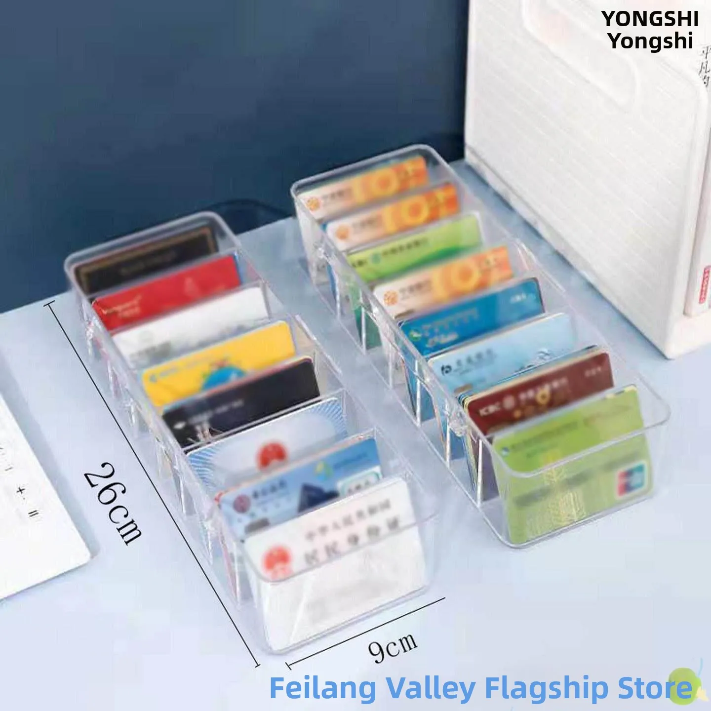 

Acrylic Card Holder Desktop Stamp Organizer Box Bank ID Card Storage Transparent Office Supply Simple Rectangular Design