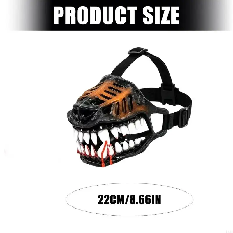 Dog Costume Muzzle in Dark Theme with Adjustable Strap and PET Shell for Theme Parties, Photoshoots, and Seasonal KXRE