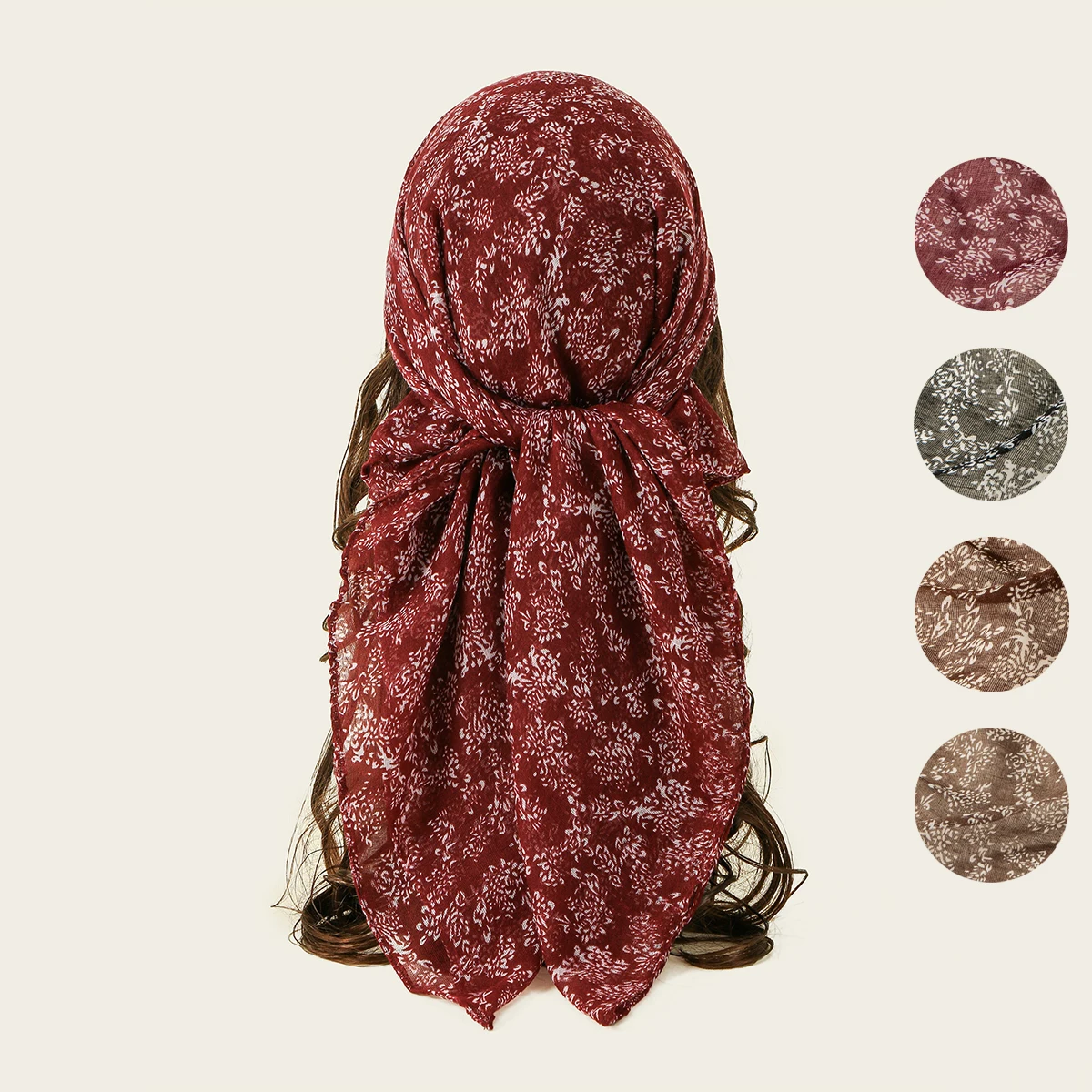 

85*85 см квадратный шарф с принтом, тонкий легкий вуаль, хиджаб, женская мода, накидки для волос с цветочным принтом, шаль, красивый платок, бандана