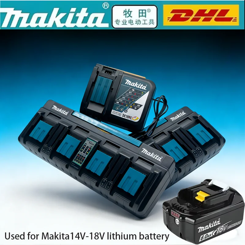 

Original Fast Charger DC18RD DC18SF 4 Ports for Makita 14.4V 18V 20V Batteries BL1830 BL1840 BL1850 BL1860 BL1430 Power Tools