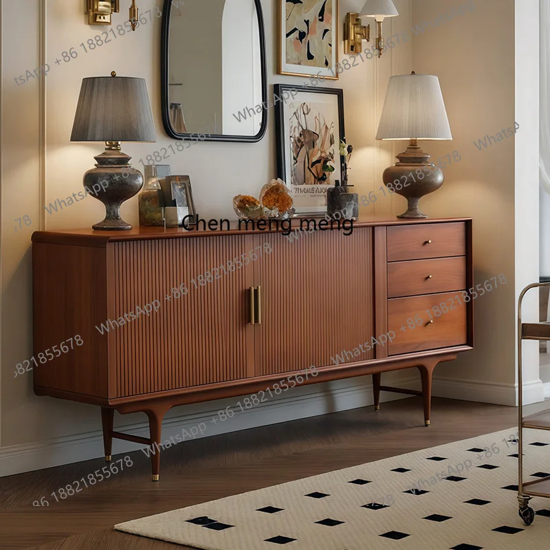 

Medieval solid wood dining side cabinet, living room home wall locker, retro storage entrance cabinet