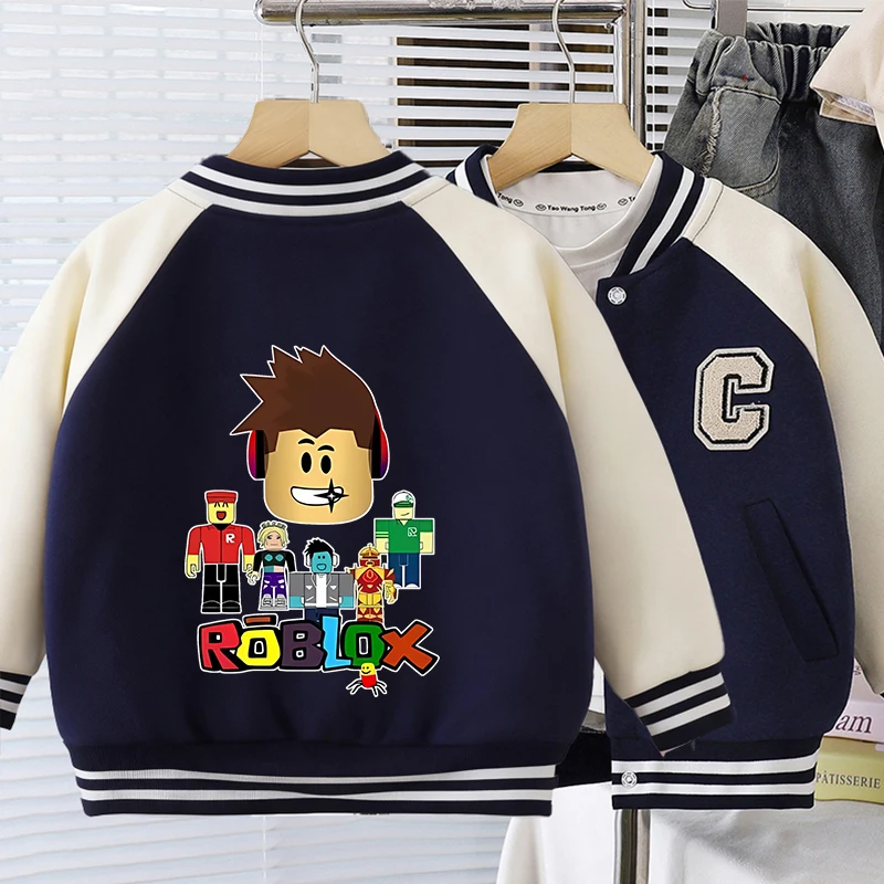 

ROBLOX Children Jackets Boys Girls Baseball Coats Kids Embroidered Letters Cardigan Autumn Fashion Outerwear Clothing Gift 2026