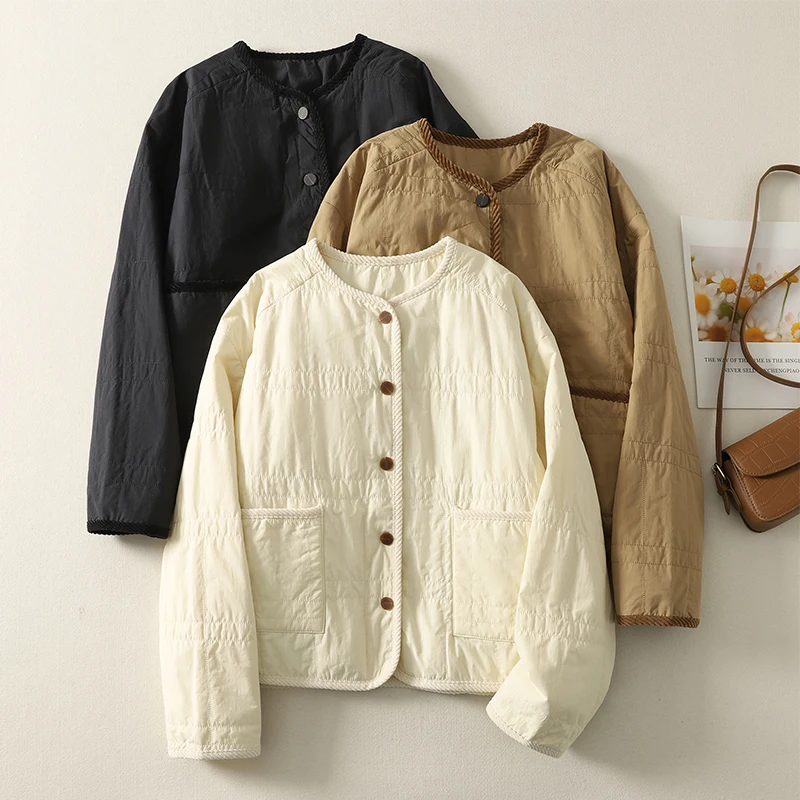 

Женское легкое свободное хлопковое куртовое пальто на осень-зиму, теплое однотонное повседневное художественное пальто небольшого размера