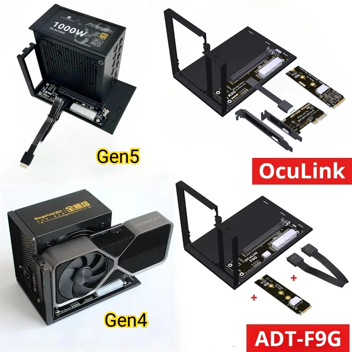 

OCuLink GPU Dock PCIe 5.0 4.0 x4 Gen5/4 Ноутбук Портативный ПК для внешней видеокарты Адаптер M.2 Oculink к PCI-E X16 eGPU
