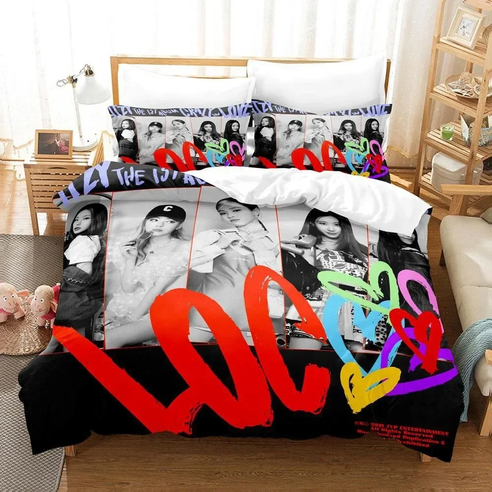 Kpop Group ITZY Bedding Set Boys Girls Twin Queen Size Duvet Cover Pillowcase Bed Kids Adult Fashion Home Textileextile