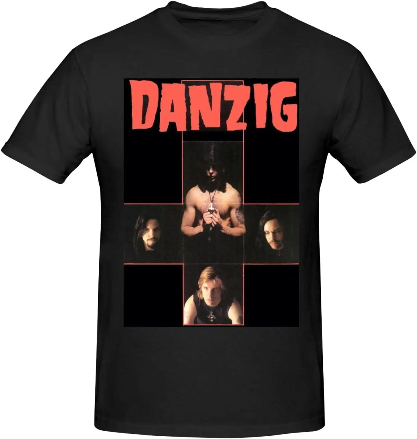 Danzig Music Samhain Men's Pure Cotton Short Sleeve T-Shirt Soft Crew Neck Plain T Shirts Casual Sport T-Shirt Black