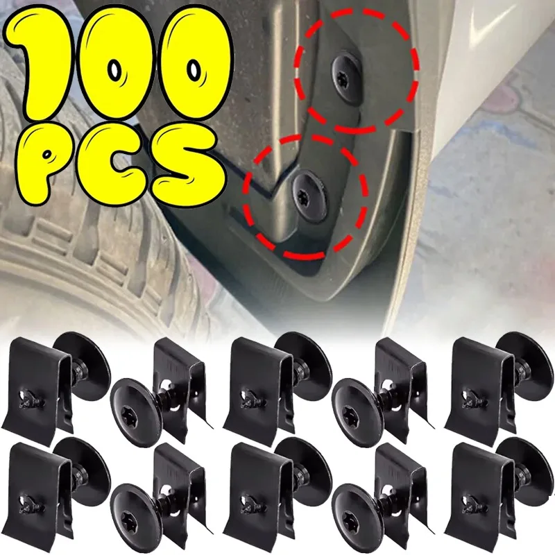 

Car Body Panel Spire Nut Chimney Clip with Screw Set Metal U Type Fastener Retainer M5 for Auto Bumper Fender Fixing Parts Kit