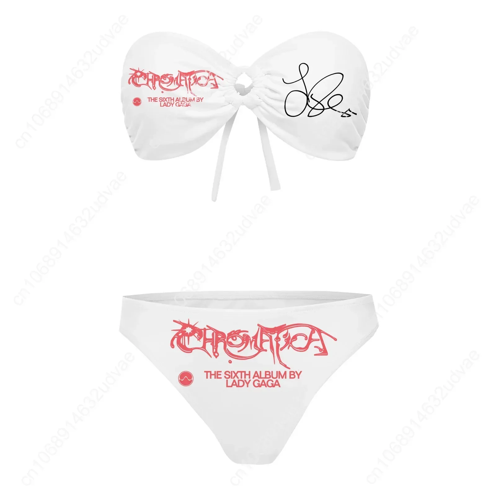 Lady Gaga Strapless Swimsuit Womens Bathing Suits Personalized Fashion Swimwear Pool Party Sexy Bikini Customize Beachwear