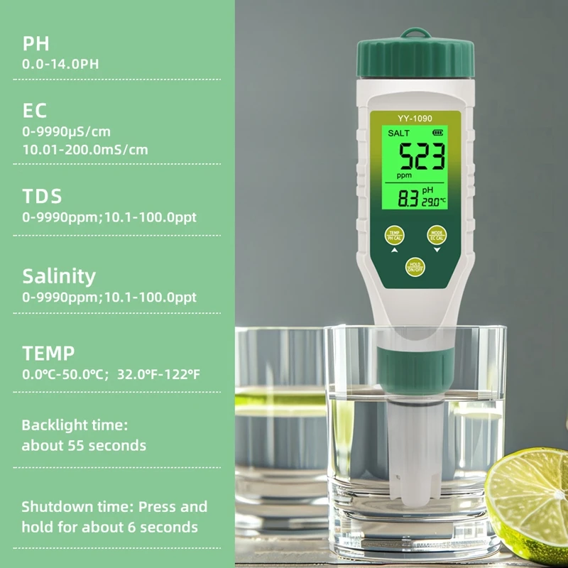 スイミングプールの塩分テスター,飲料水,ph,ec,tds,salt,temp,phメーター,salt,acuario,sp