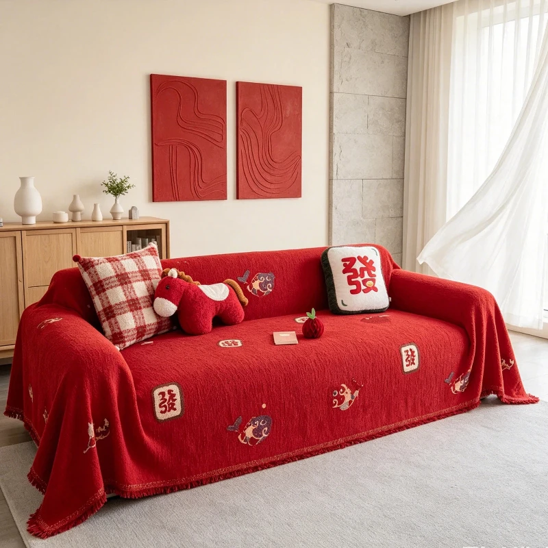 Holiday Sofa Cover Soft And Warm Sofa Towel Anti Slip Furniture Protection Cover Autumn And Winter Home Living Room Decoration