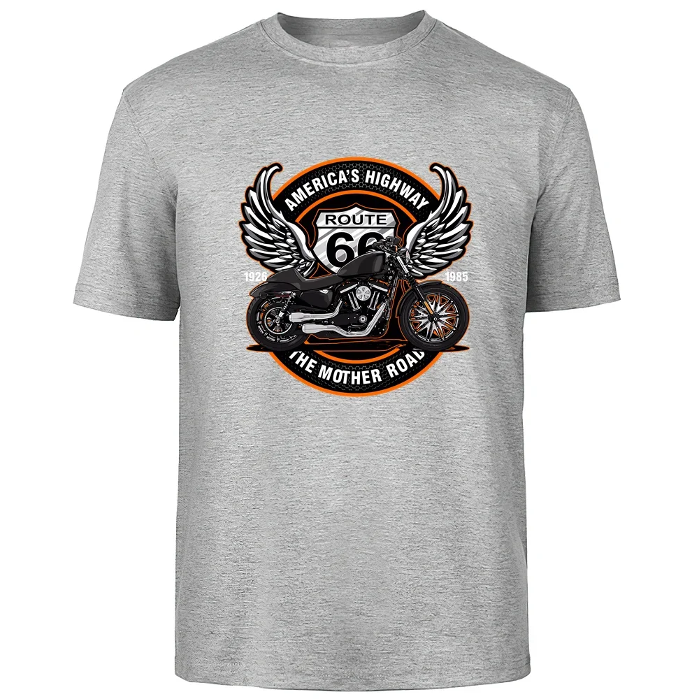 

Retro Route 66 Print Summer High Quality Men's 100% Cotton Breathable Sweat Absorbent T-Shirt Casual Fashion Men's Streetwear