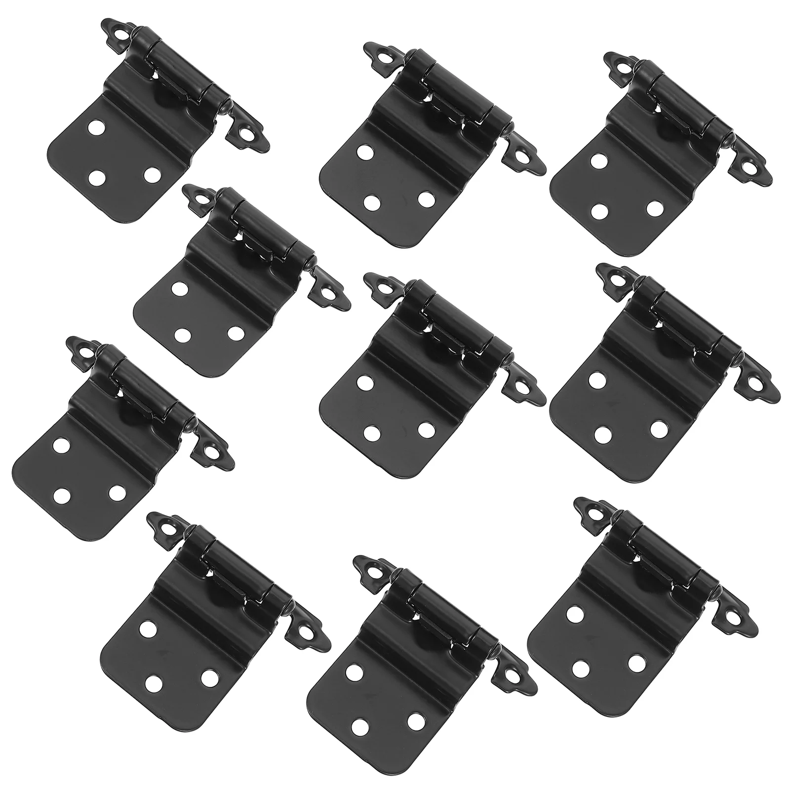 10 Pcs Cabinet Hinges Spring Self-Closing Semi-Concealed Kitchen Iron Black Overlay