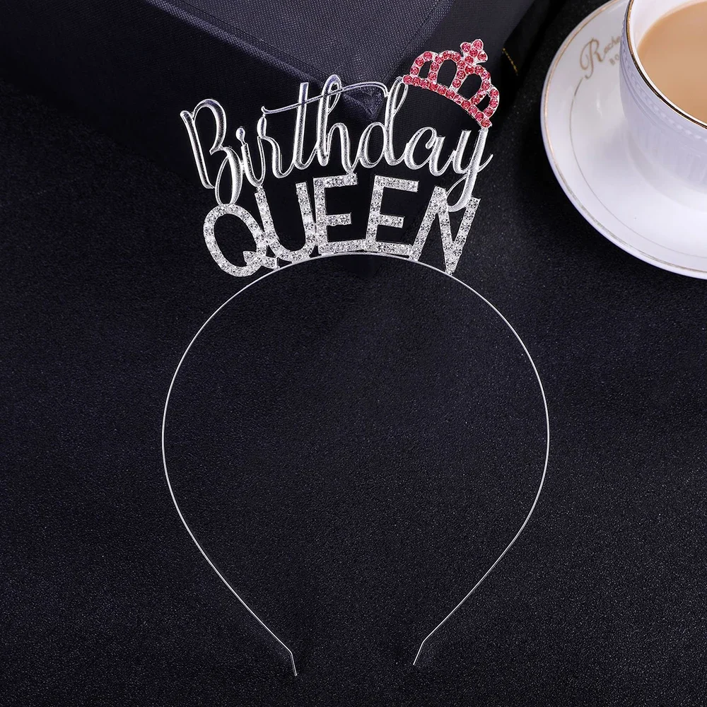 Birthday Queen Crown Tiara Headband Sash for Women Girls Happy 30th 40th 50th 60th 70th Birthday Party Decorations Favors Gifts