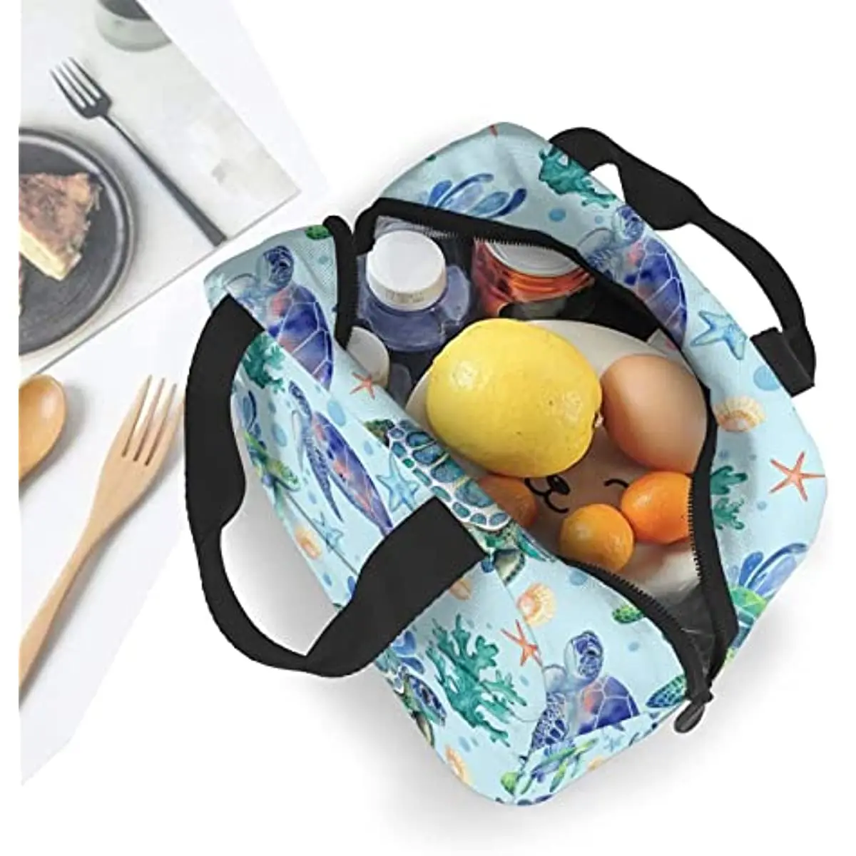 Sea Turtle Portable Tote Lunch Bags Insulated Lunch Box Cooler Lunch Bag for Picnic Boating Beach Fishing Work for Women Men