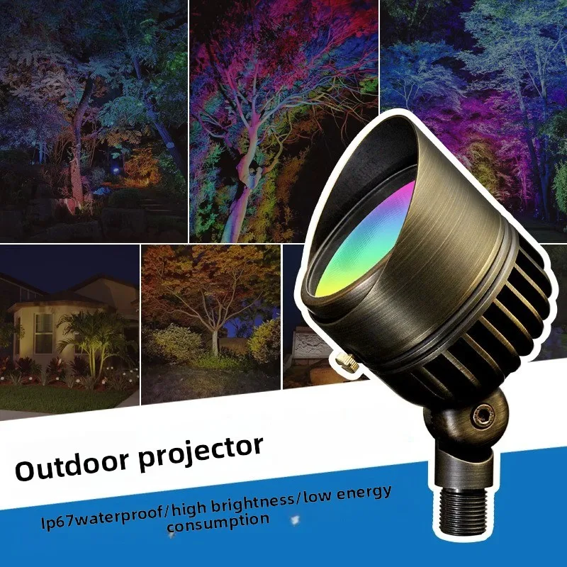 2026 IP67 Waterproof RGB Ground Plug Tree Light Adjustable Colorful Landscape Spotlight For Garden Lawn